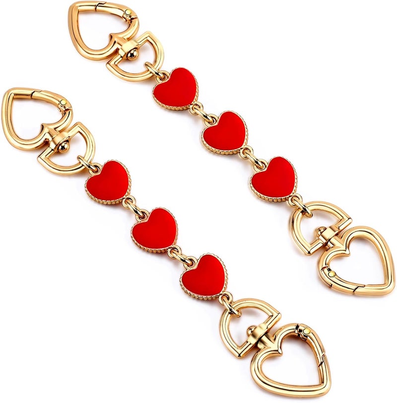 Tmtains 2Pcs Purse Extender Chain Gold Bag Extender Chain Hearts Purse Strap Extender Red Purse Strap Replacement Purse Accessories Bag Charms for Handbags Cross Body Bag DIY Purse Making Supplies - Image 1